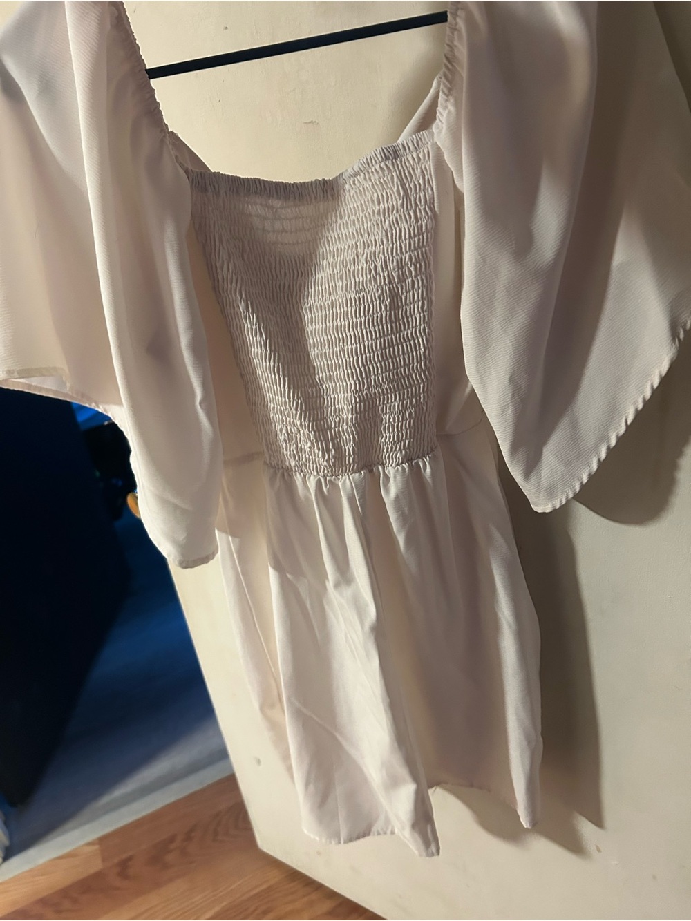 SHEIN White Smocked Square-Neck Mini Dress